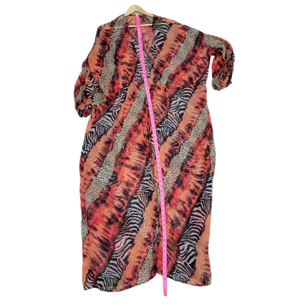 Fashion Nova Red Sheer Animal Print Cover Up - Picture 5 of 9